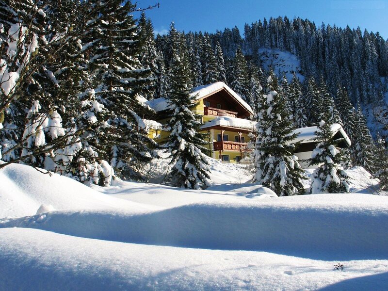 Yellow Cabin in Snow — White