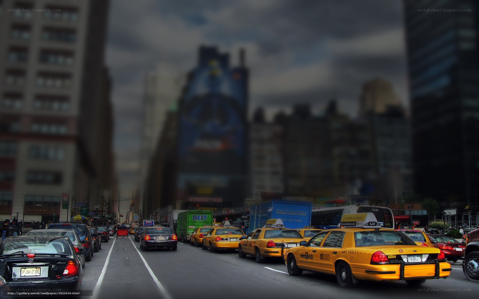 Yellow cabs in city traffic