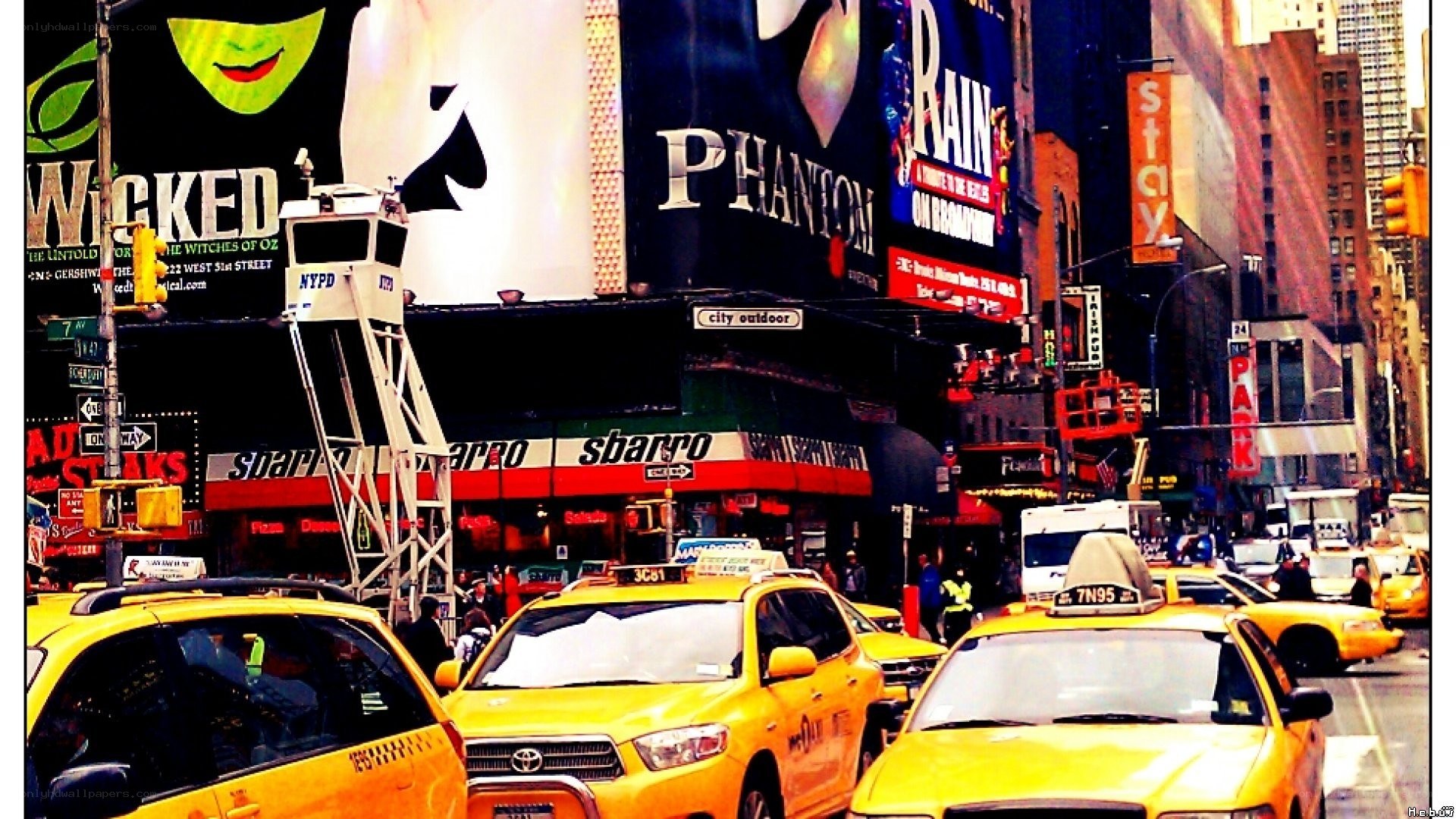 Yellow cabs in Times Square