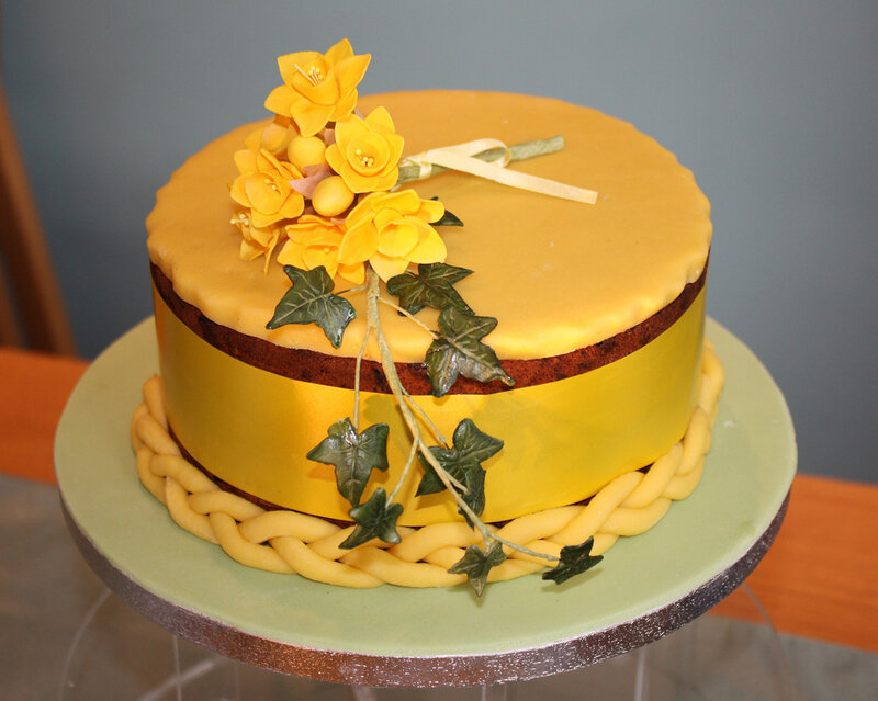 Yellow Cake with Flowers