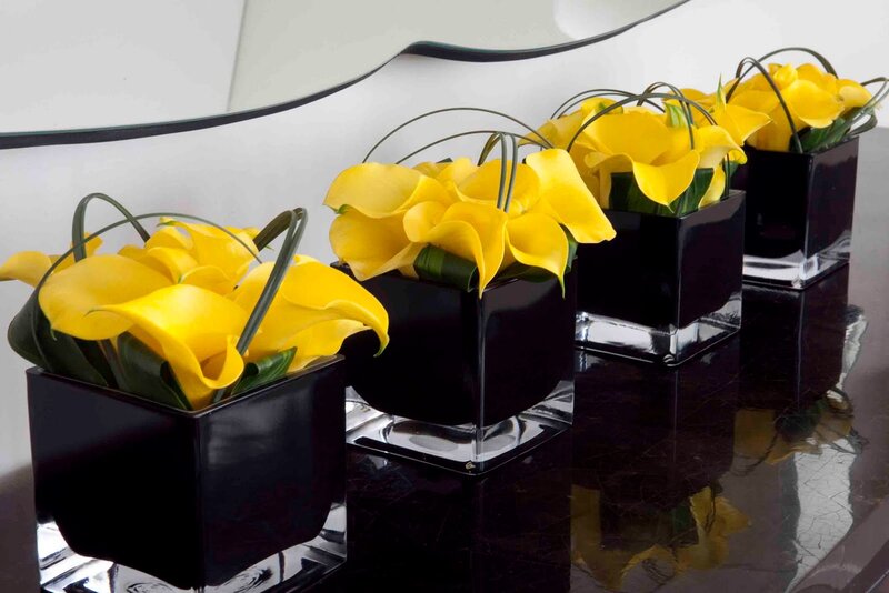 Yellow Calla Lilies in Vases