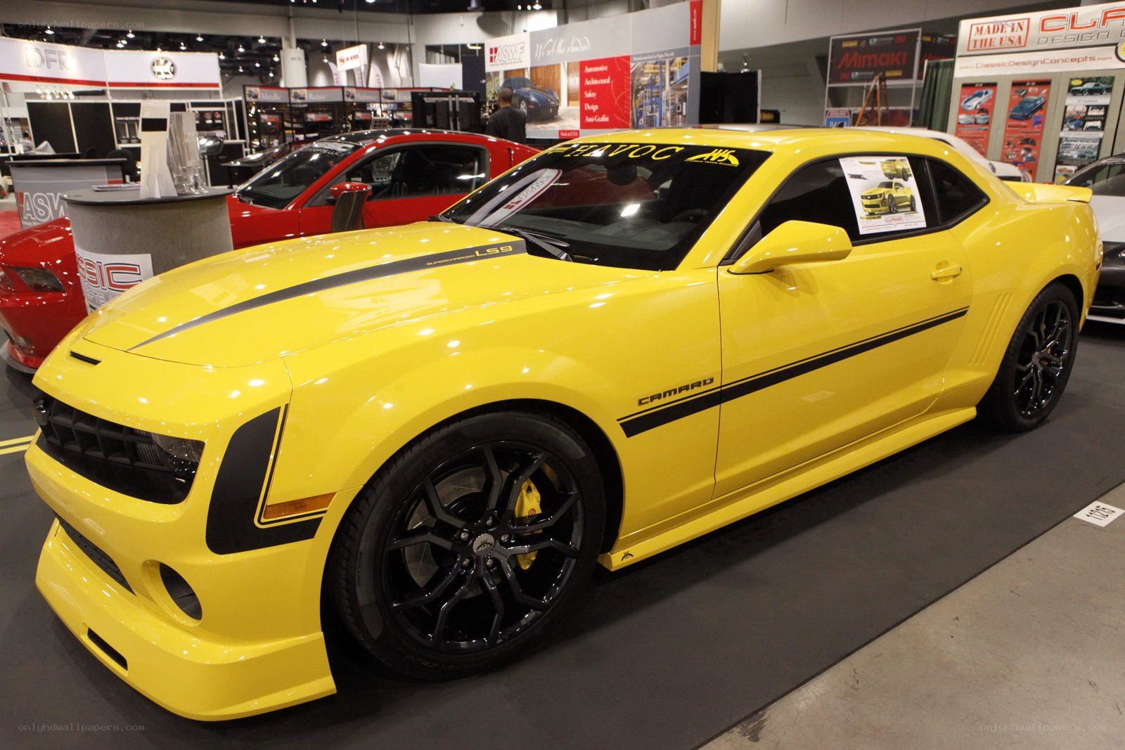 Yellow Camaro at auto show