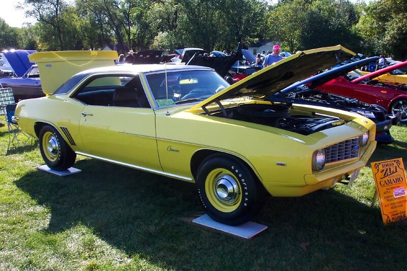 Yellow Camaro at car show