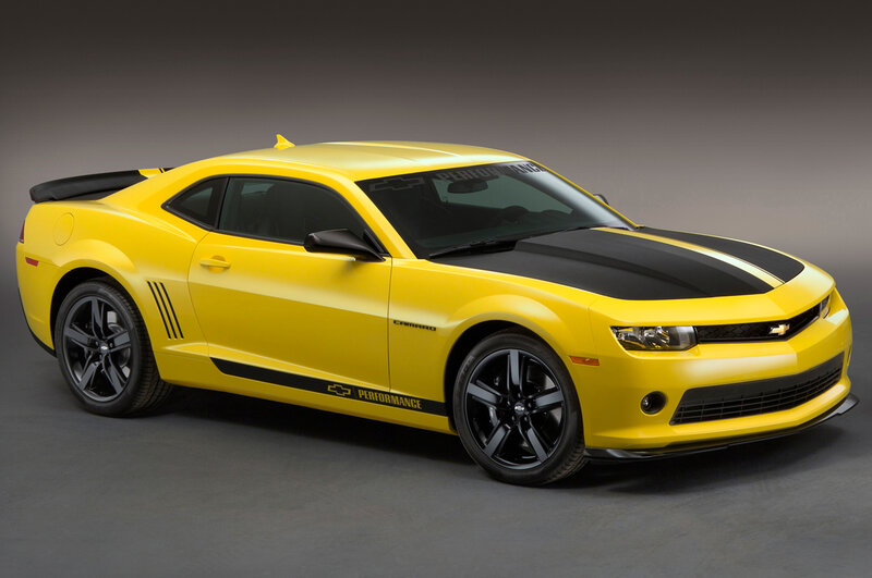 Yellow Camaro Car — Dramatic, Photograph, Black Stripes