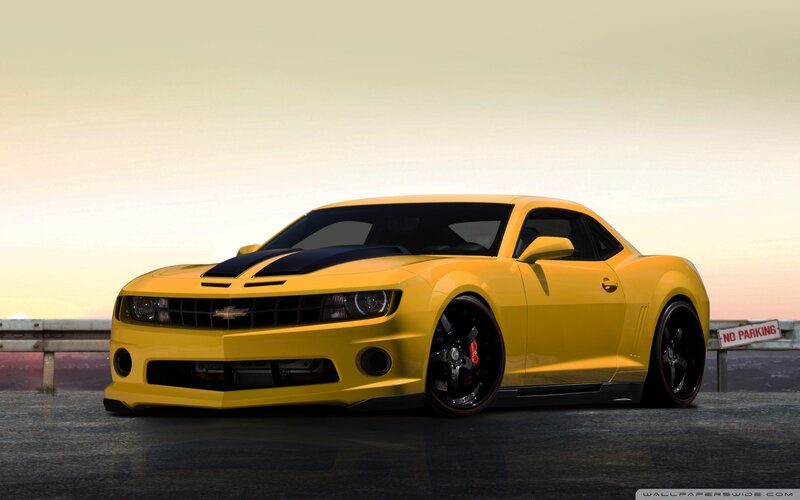 Yellow Camaro Car — Dramatic, Sunset, Digital Art
