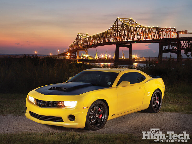 Yellow Camaro Car — Dramatic, Sunset, Photograph