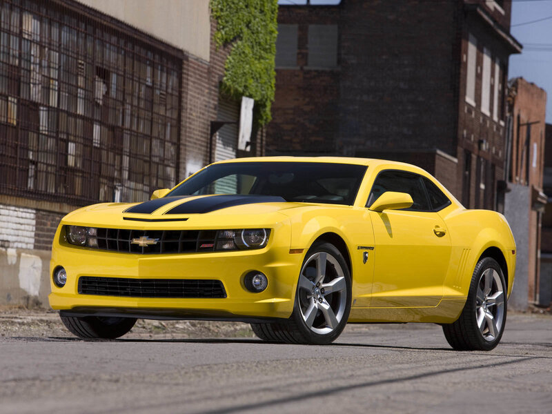 Yellow Camaro in urban setting