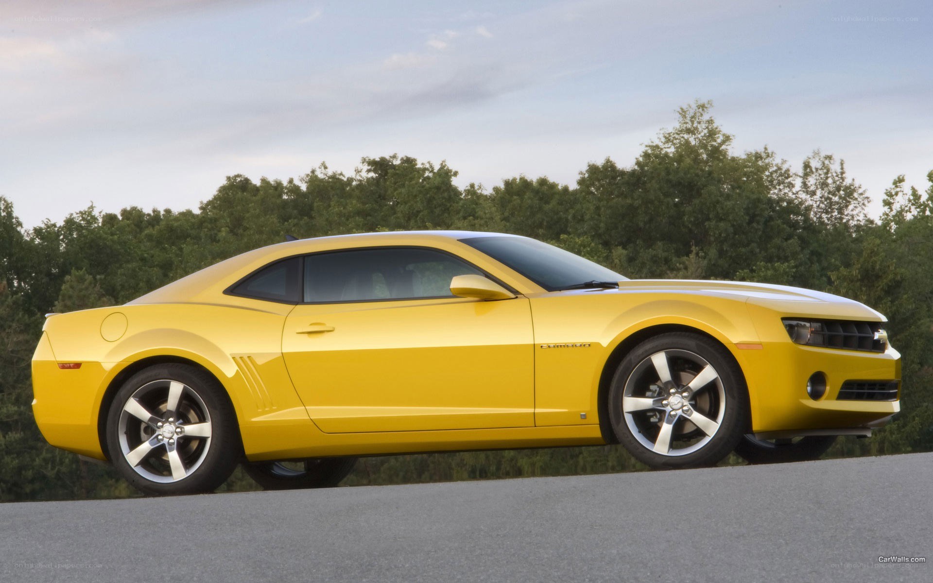 Yellow Camaro on a road