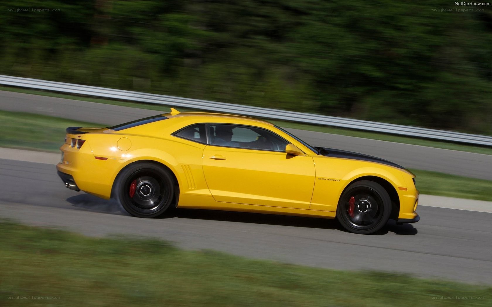 yellow camaro on racetrack
