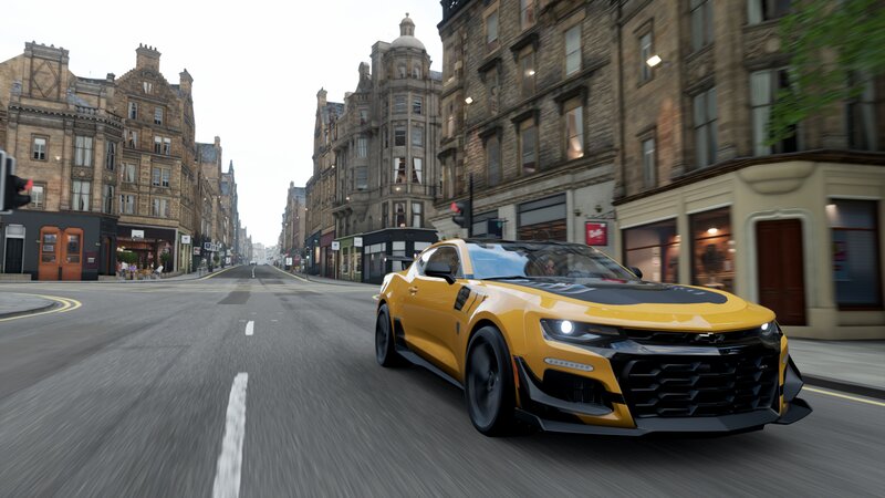 Yellow Camaro on Street — Dynamic