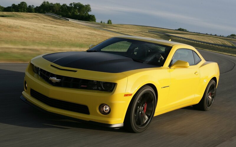 Yellow Camaro on Track