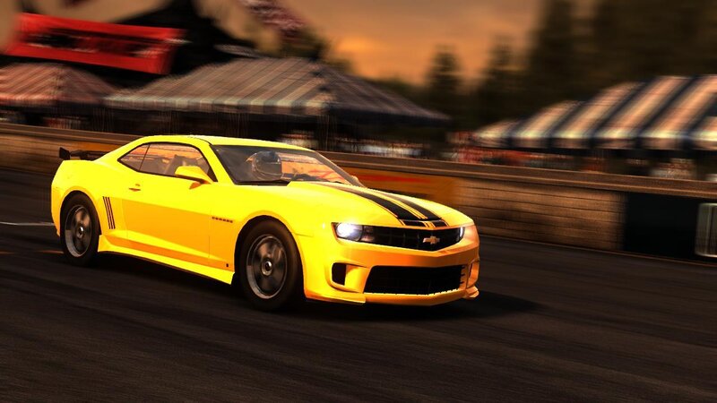 yellow camaro racing on track