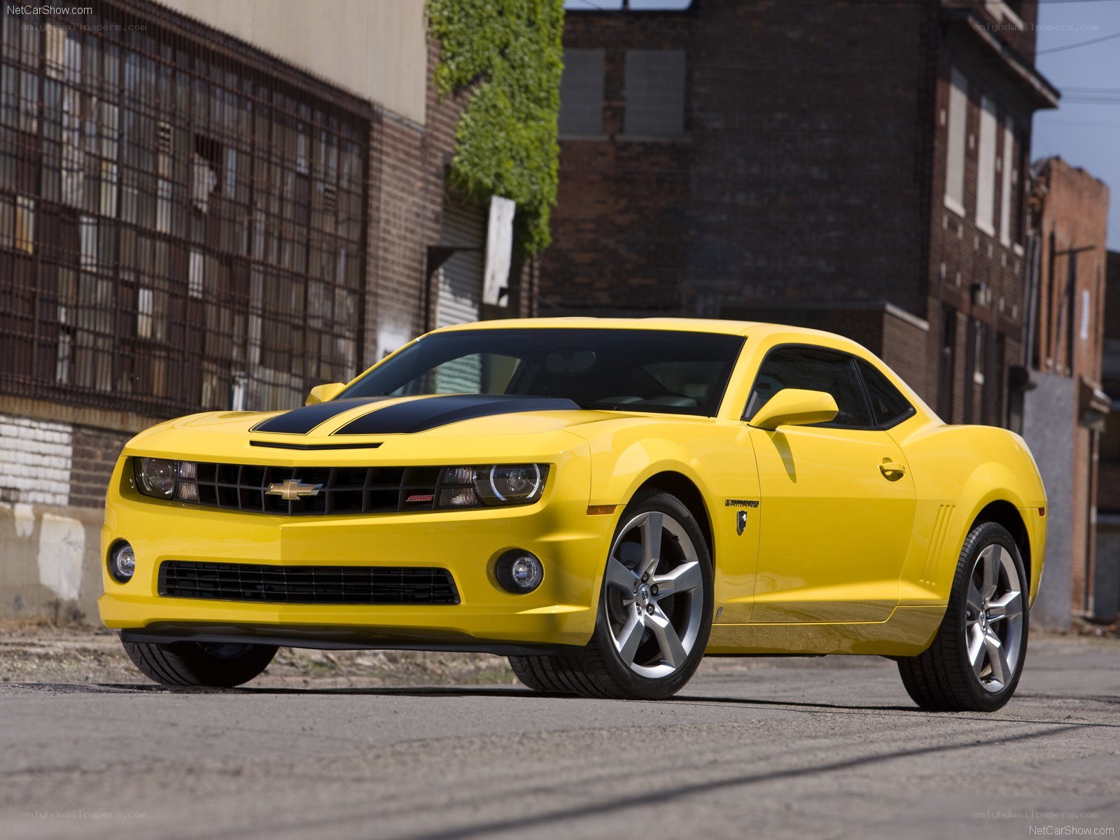 Yellow Camaro SS in urban setting