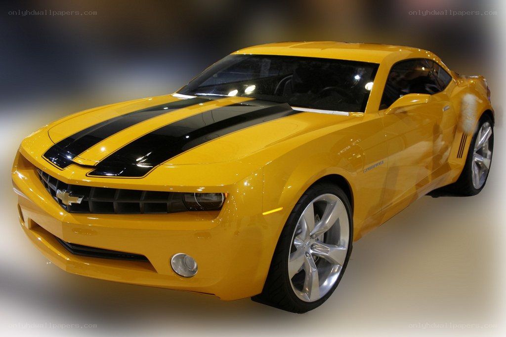 Yellow Camaro with black stripes