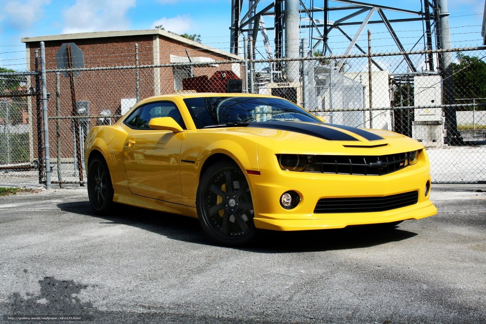 Yellow Camaro with black stripes