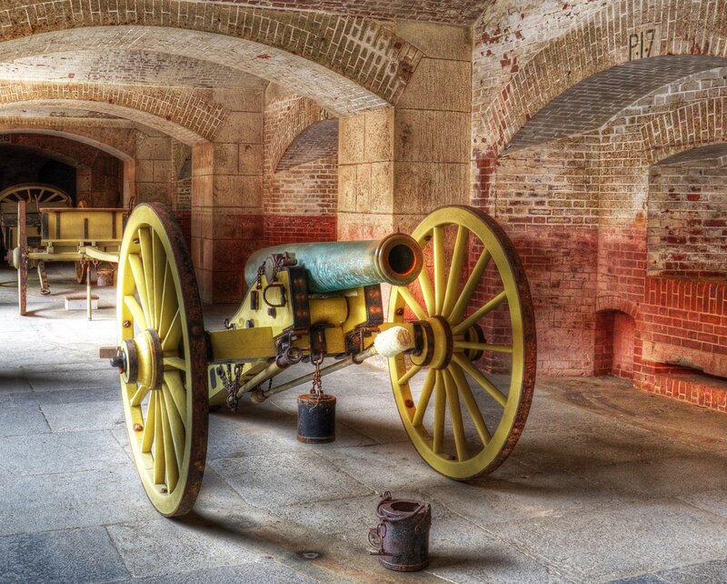 Yellow Cannon in Brick Room