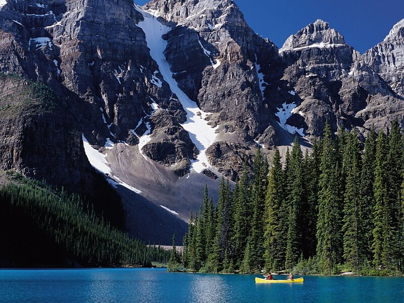 Yellow Canoe on Lake