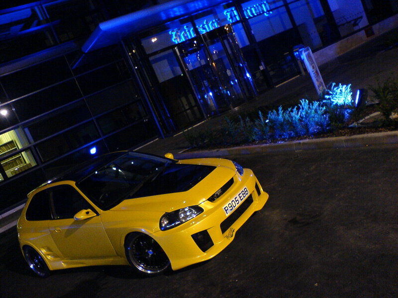 yellow car at night