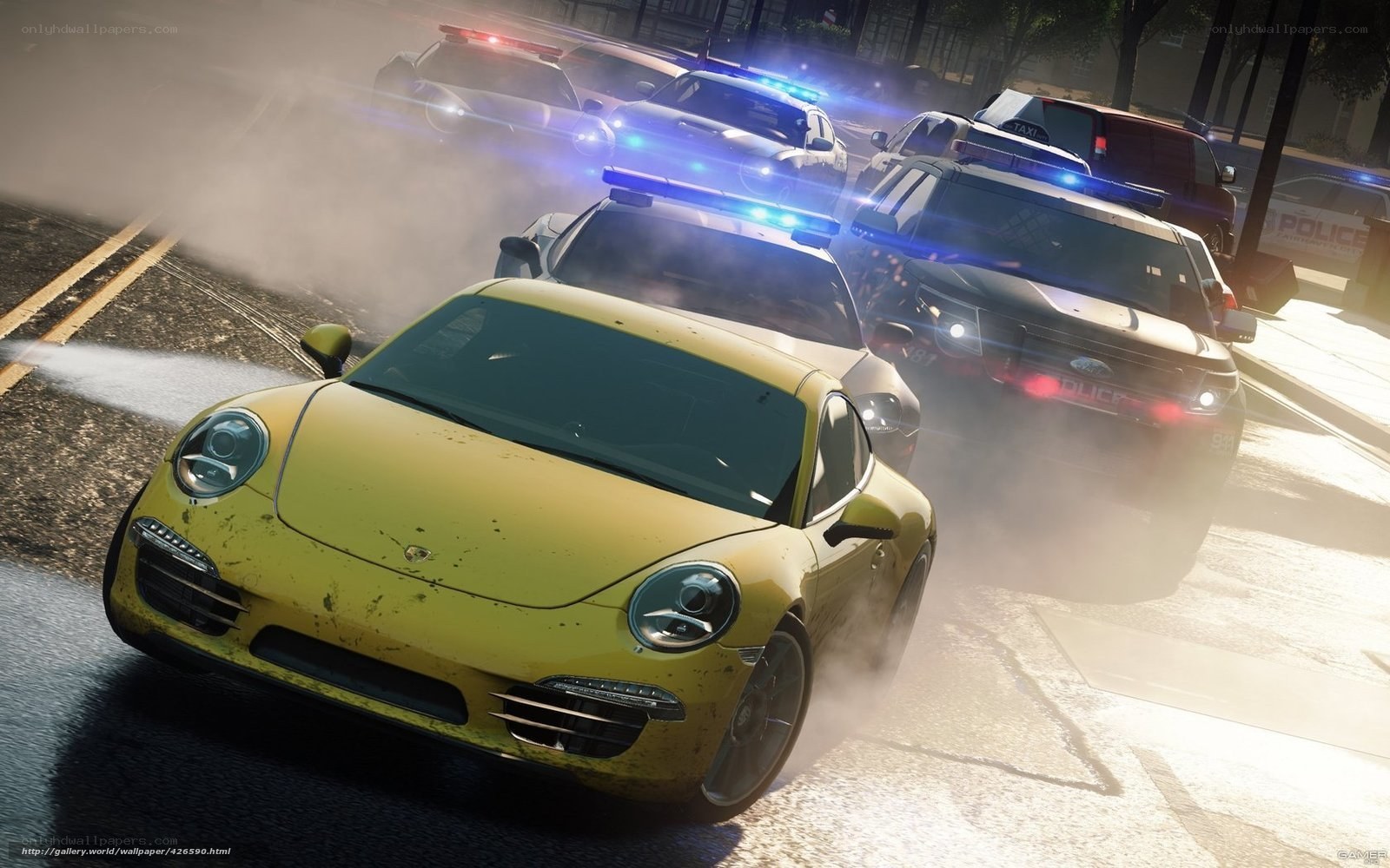 yellow car chase with police