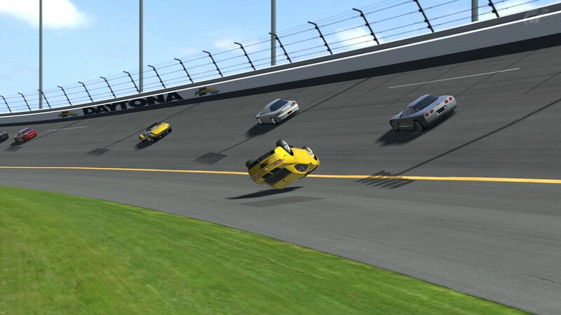 Yellow car crash at Daytona