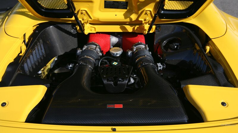 Yellow Car Engine Bay — Mechanical