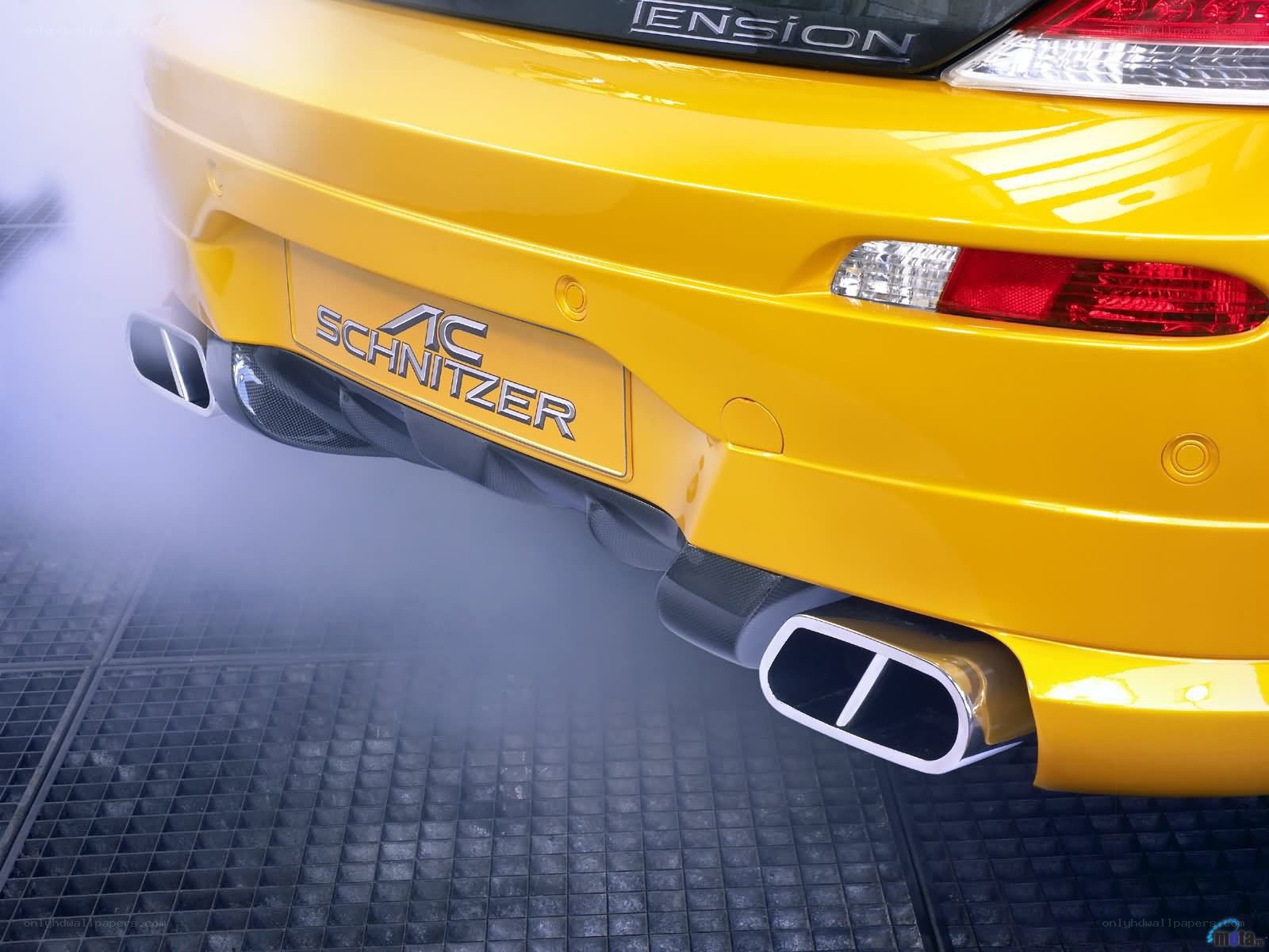 yellow car exhaust