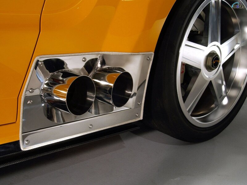 yellow car exhaust details