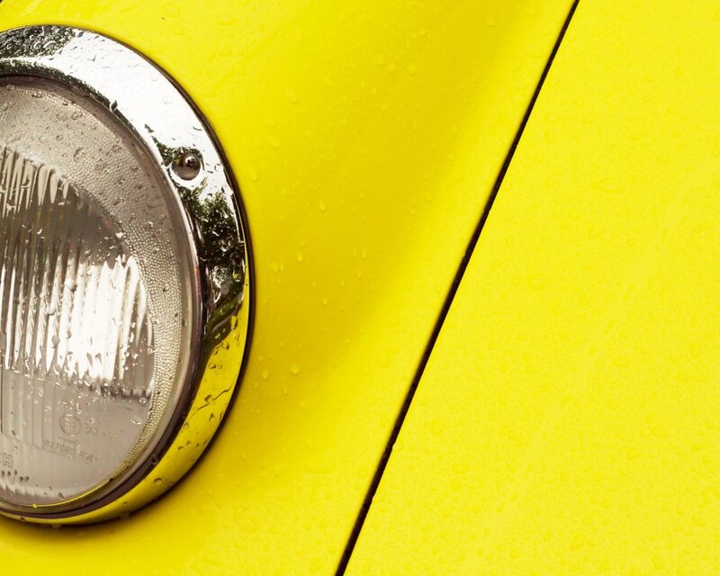 yellow car headlight close-up