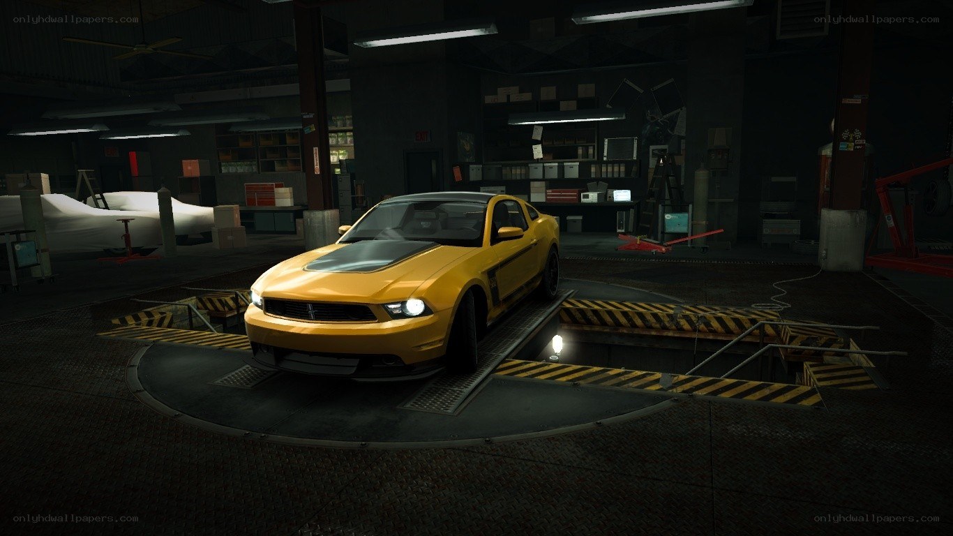 yellow car in garage