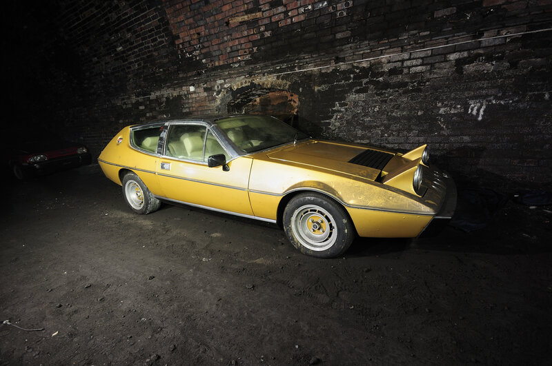 Yellow car in underground garage
