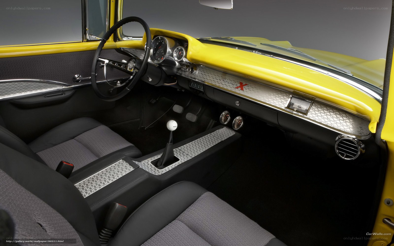 yellow car interior