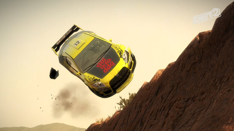 Yellow car mid-air crash