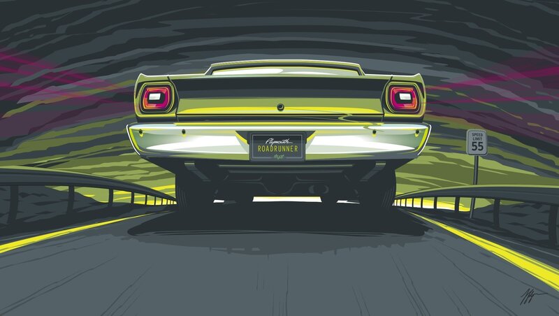 Yellow car on a winding road