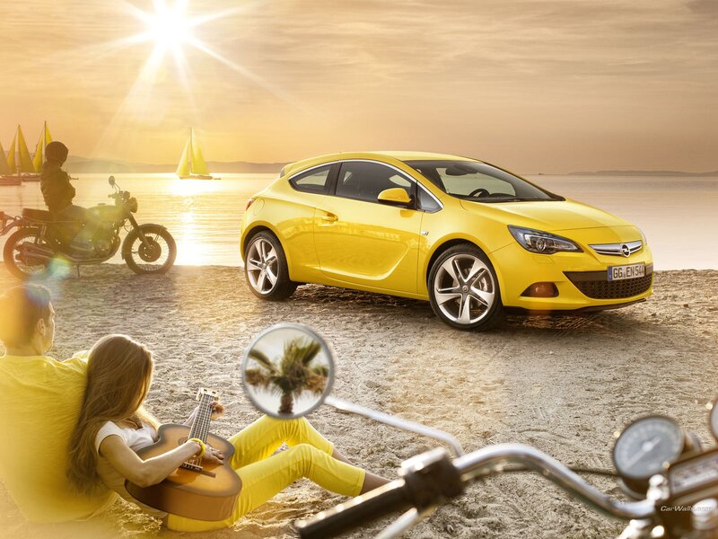 Yellow Car on Beach — Serene, Sunset, Photograph, Couple, Guitar