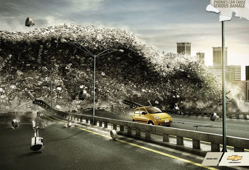 Yellow Car on Bridge