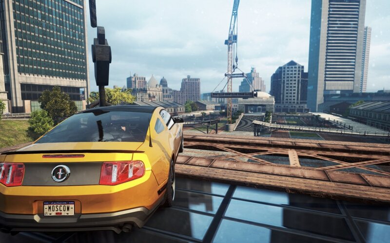 Yellow Car on Bridge — Urban