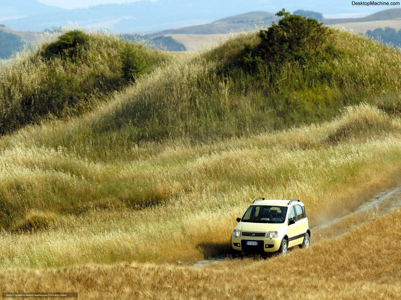 Yellow Car on Dirt Road — Serene