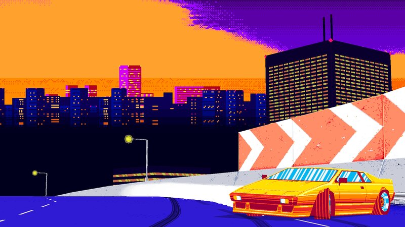 Yellow Car on Highway — Orange