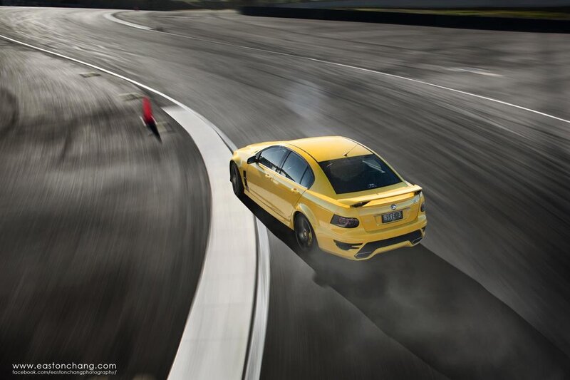 Yellow car on racetrack
