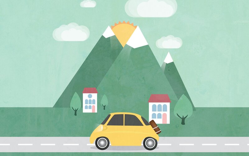 Yellow Car on Road — Green