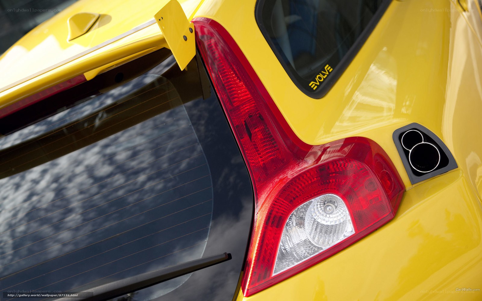 yellow car rear detail