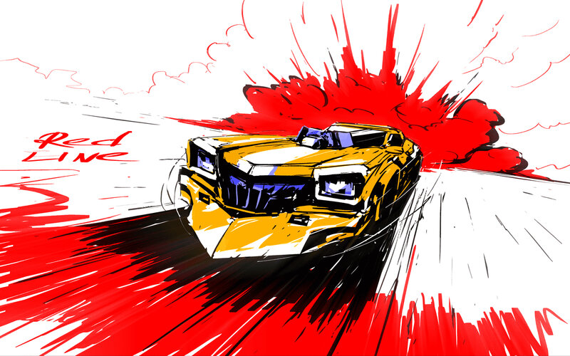 yellow car speeding illustration