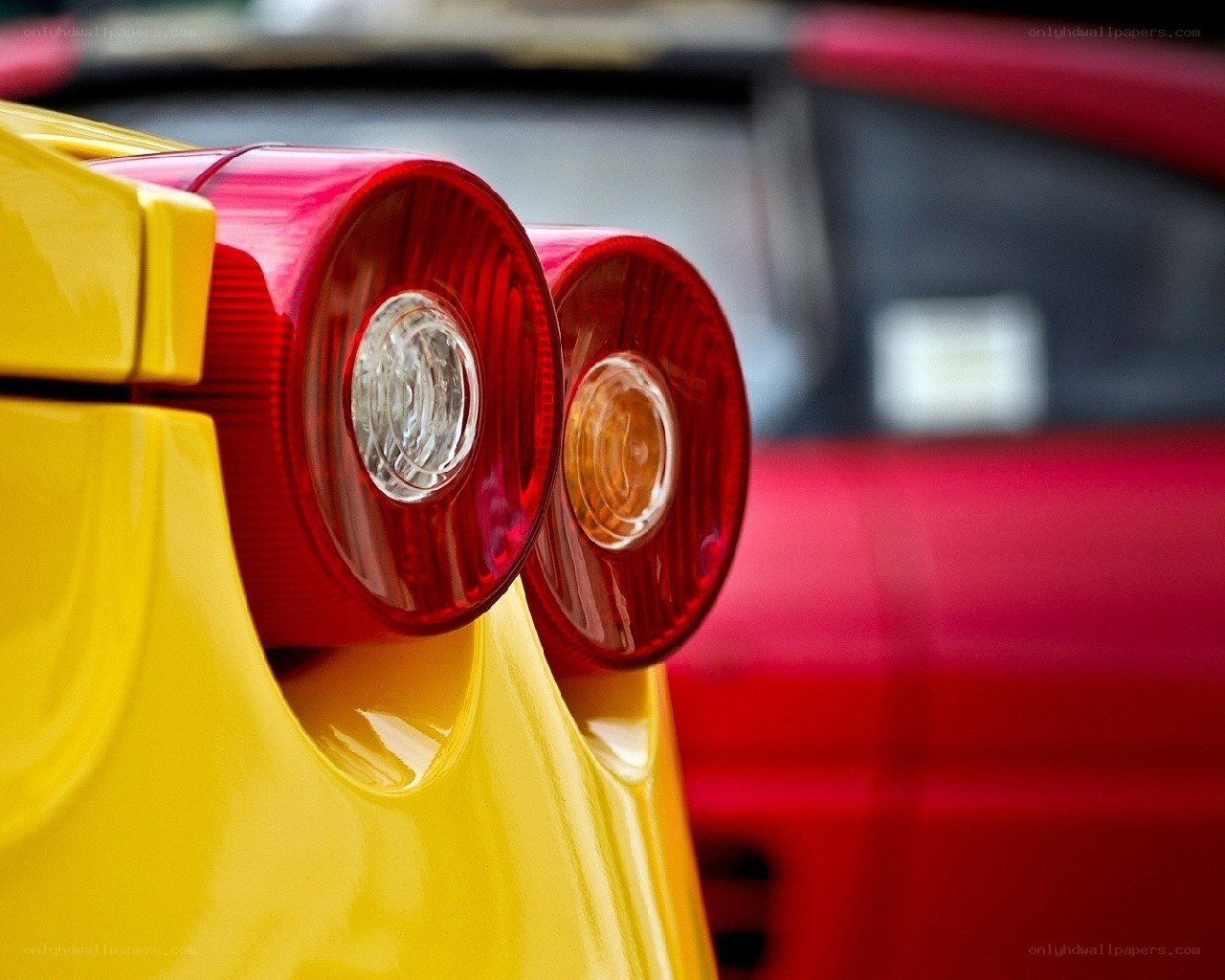Yellow car taillights close-up
