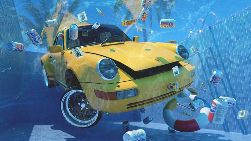 Yellow Car Underwater