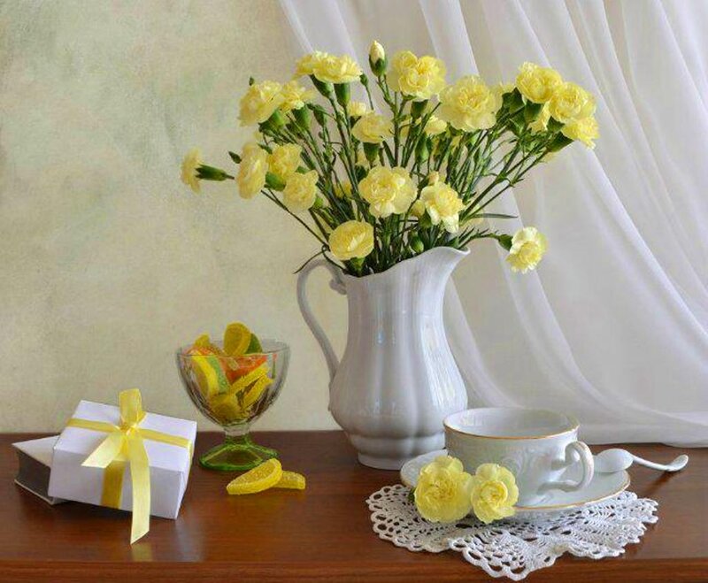 Yellow Carnations in Vase