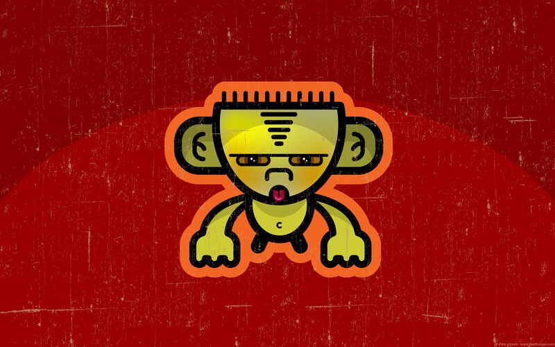yellow cartoon character on red