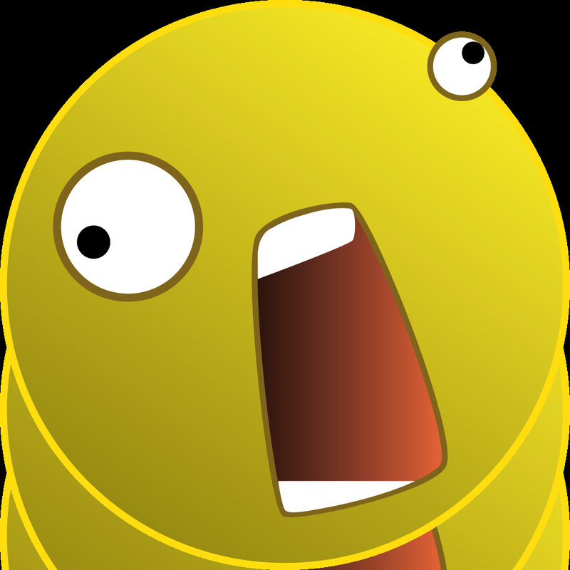 yellow cartoon character with wide eyes