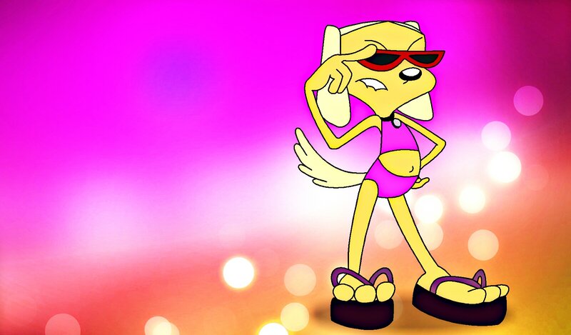 Yellow Cartoon Dog — Pink