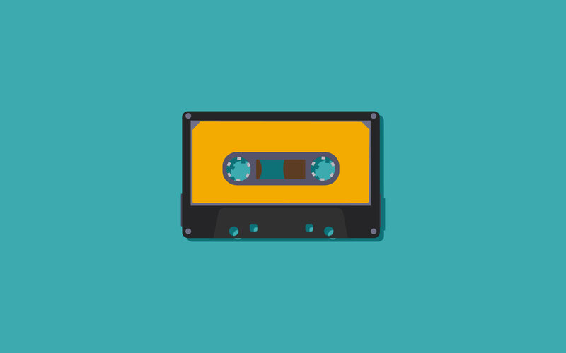 Yellow Cassette Tape — Teal