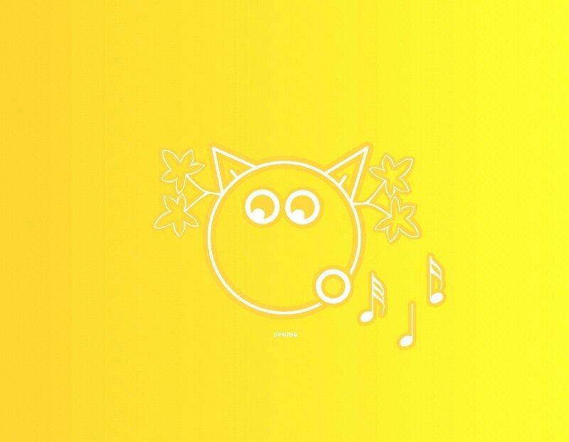 yellow cat with music notes